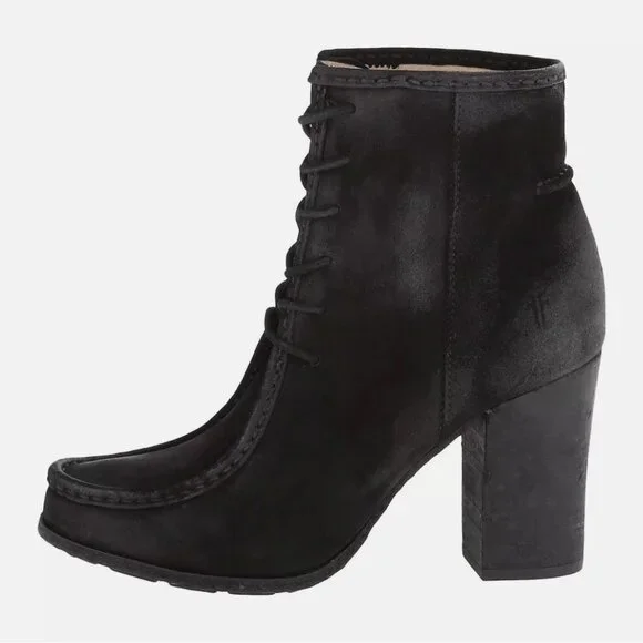 Frye Parker Moc Ankle Black Oiled Suede Boots Booties
